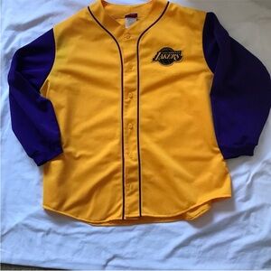 Majestic Los Angeles Lakers Yellow & Purple Baseball Jersey